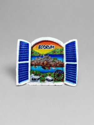 Bodrum Temalı Kabartmalı Polyester Magnet 7cm x 5,5 cm Turuncu