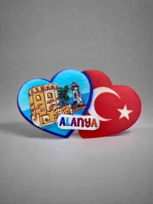 Alanya Temalı Polyester Kabartmalı Magnet Buzdolabı Süsü Çok Renkli