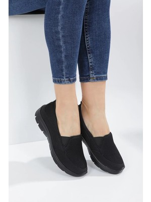 Kadın Siyah Ortopedik Yumuşak Tabanlı Günlük Spor Anne Babet Yürüyüş Ayakkabısı Anne Ayakkabısı