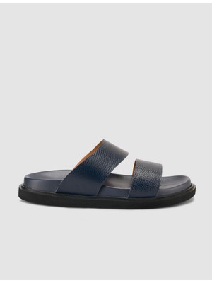 Cabani %100 Hakiki Deri Lacivert Erkek Terlik