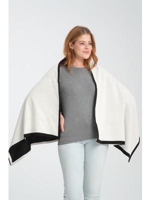 T-Crazy Knitwear Düz Şerit Kışlık Triko Şal, Çift Katlı ve Çift Taraflı Triko Örme Omuz Şalı