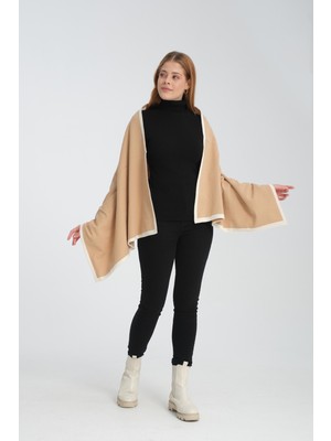 T-Crazy Knitwear Düz Şerit Kışlık Triko Şal, Çift Katlı ve Çift Taraflı Triko Örme Omuz Şalı