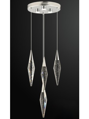 Luxoria Mızrak Kristal Sarkıt  Ithal LED Avize Krom