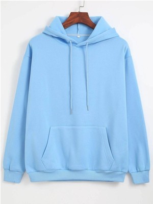 Unisex Bebe Mavi Oversize Kapşonlu Sweatshırt