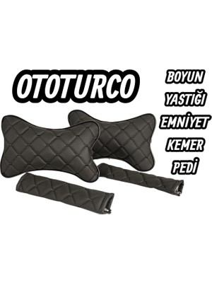 Her Araca Uyumlu Ototurco Yastık Boyunluk 2ADET+2 Adet Emniyet Kemer Pedi(4parça Set)