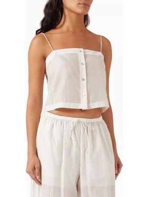 Pamuk Ipek Cropped Top, Hafif ve Narin Yazlık Üst Beyaz