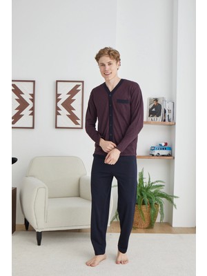 Kocabey 9252 Erkek  V Yaka Boydan Düğmeli Pijama Takımı