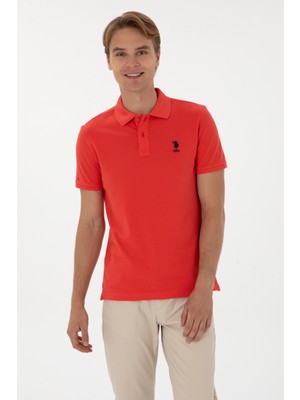 U.S. Polo Assn. Erkek Slim Fit Polo Yaka Kırmızı Basic Tişört 50298041-VR213