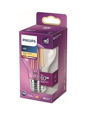 Philips LED Classic 60W A60 E27 Non-Dim 2700K Sarı Işık LED Filament Ampul