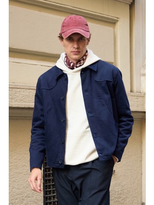 Erkek Teknik Kumaş Mont Ceket Lacivert