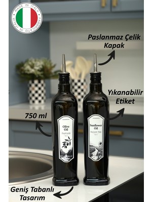 2'li 750 ml Yağdanlık Sosluk Sirkelik Zeytinyağı Şişesi Sağlıklı Koyu Cam Damlatmaz Kapak