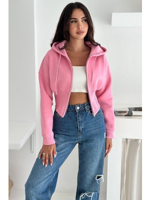 Kadın Siyah Fermuarlı Hoodie – Minimal Sokak Ruhuyla