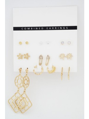 By Zeyna Aksesuar Kadın Kararmaz 18'li Kombin Set Küpe