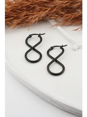 Kadın 316L Paslanmaz Çelik Basic Geometrik 3.5 cm Sonsuzluk Model Klipsli Küpe