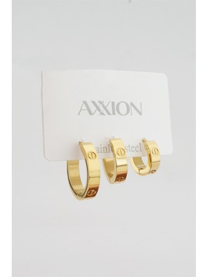 By Zeyna Aksesuar Kadın Kararmaz 3'lü Küpe Set