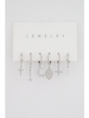 By Zeyna Aksesuar Kadın Kararmaz Altın Kaplama 6'lı Küpe Set