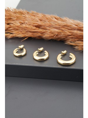 By Zeyna Aksesuar Kadın Basic 3 Boy 3'lü Küpe Seti