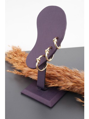 By Zeyna Aksesuar Kadın Basic  3 Boy 3'lü Küpe Seti