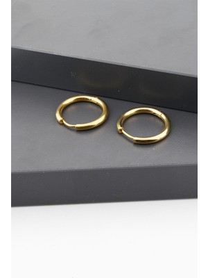 By Zeyna Aksesuar Kadın Çelik Basic Klipsli  1.5 cm Halka Küpe