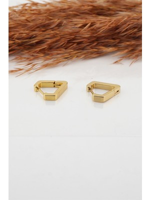 By Zeyna Aksesuar Kadın Çelik Basic Geometrik 1.5cm Üçgen Moldel Klipsli Küpe