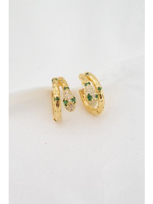 By Zeyna Aksesuar Kadın Altın Kaplama Yılan Figürlü Küpe