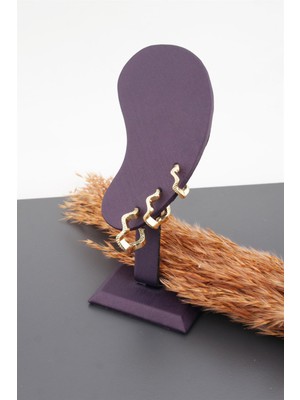 By Zeyna Aksesuar Kadın Basic 3 Boy 3'lü Küpe Seti