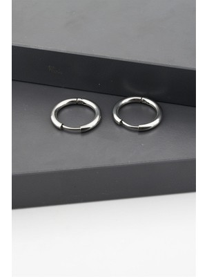 By Zeyna Aksesuar Kadın Çelik Basic Klipsli  1.5 cm Halka Küpe