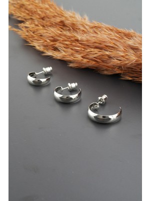 By Zeyna Aksesuar Kadın Basic 3 Boy 3'lü Küpe Seti