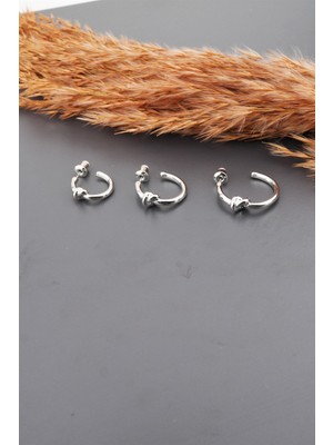 By Zeyna Aksesuar Kadın Basic  3 Boy 3'lü Küpe Seti