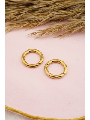 By Zeyna Aksesuar Unisex 316L Çelik Sıkıştırmalı Halka Küpe