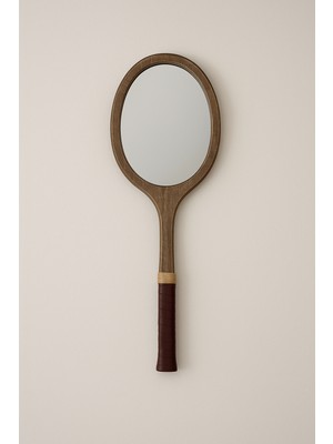 Ahşap Duvar Aynası Vintage Tenis Raket