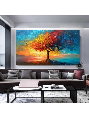 Şemsiye Tutan Kadın Soyut Kanvası, Renkli Duvar Tablosu