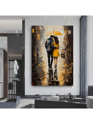 Lacivert Kanvas, Işıltılı Duvar Sanatı, Mavi Mermer Desenli Modern Kanvas