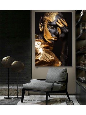 Afro-Amerikan Sanatı Büyük Boy Kanvas, Siyah Kadın Portresi, Renkli Soyut Kadın Sanatı