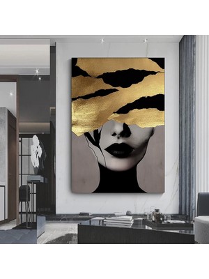 Siyah Kadın Portresi Afrikalı Sanat Kanvası, Renkli Soyut Kadın Baskısı, Büyük Boy Ev Dekoru