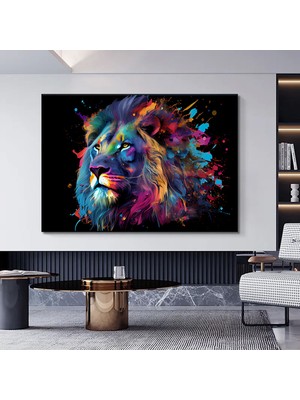 Renkli Fil Baskısı; Renkli Soyut Fil Tablosu; Fil Kanvas Duvar Sanatı; Yatak Üstü Dekoru