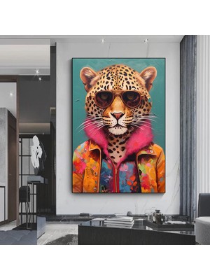 Inek Kanvas Duvar Sanatı. Renkli Inek Sanatı, Renkli Hayvan Duvar Dekoru