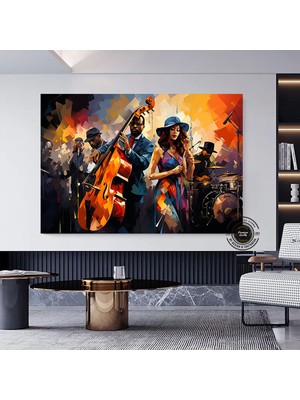 Iskelet Orkestrası Kanvas Tablosu; Davul ve Çalgılarla Sürreal Baskı