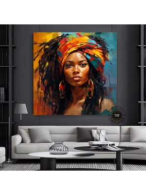 Afro-Amerikan Sanat Kanvası, Siyah Kadın Portre Sanatı, Soyut Afrika Kadını Baskısı
