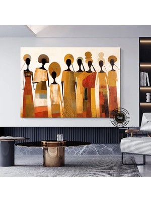 Afrika Kabilesi Afrikalı Çocuk ve Fil Duvar Tablosu, Çocuk Duvar Sanatı Afrika Deseni, Afrika Sanatı