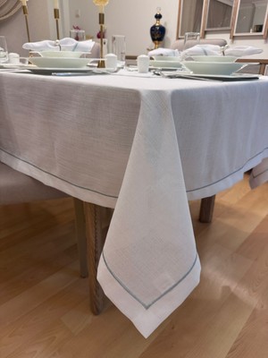 Zeren Home Piko Işleme Detaylı Simli Beyaz Dertsiz Masa Örtüsü 14 Parça