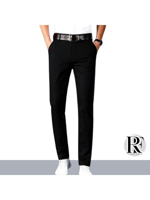 Vahik Siyah Erkek Regular Fit Pamuklu Esnek Keten Pantolon 4 Mevsim