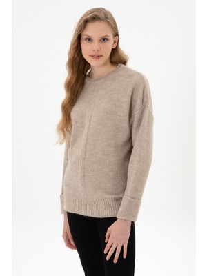 U.S. Polo Assn. Kadın Taş Melanj Bisiklet Yaka Kazak 50307879-VR225