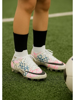 Likralı Çoraplı Vinnex Spor Krampon Ayakkabı-Beyaz-Altın