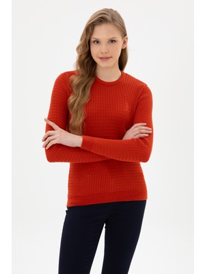 U.S. Polo Assn. Kadın Kiremit Bisiklet Yaka Basic Kazak 50307763-VR031