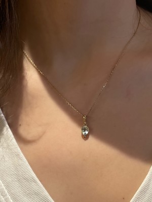 Akuamarin Taşlı Altın Kaplama Minimal Gümüş Kolye