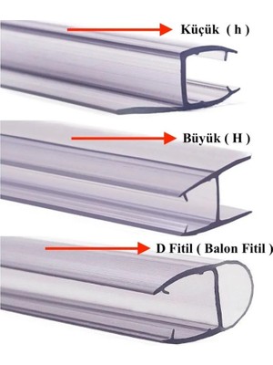 Özel Kesim Plastik Cam Balkon ve Cam Kapı Fitili Çıtası Büyük H, Küçük H, Balon D ve 10MM Küçük H
