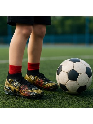 Likralı Çoraplı Vinnex Spor Krampon Ayakkabı-Siyah-Altın