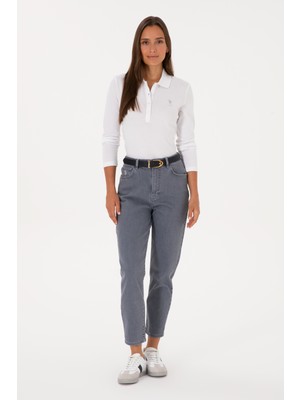 U.S. Polo Assn. Kadın Gri Mom High Waist Fit Jean Pantolon 50309422-DN0025