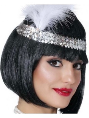 Gümüş Renk Çarliston Saç Bandı